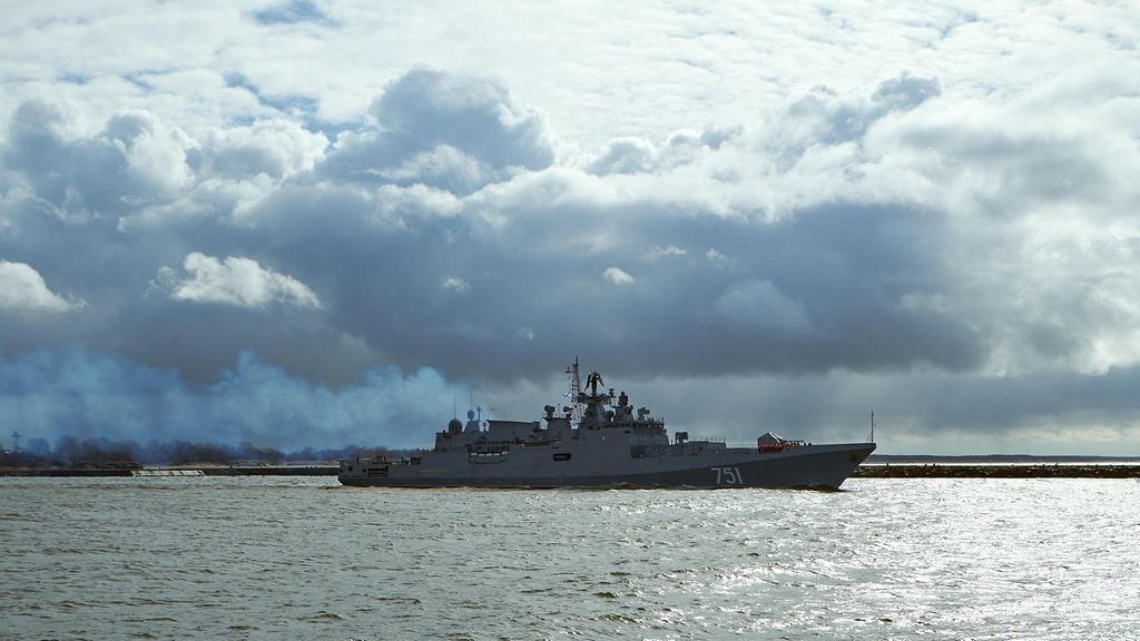 Ukraina sanoo osuneensa kuvassa näkyvän Venäjän fregattiin. Kuva on vuodelta 2016.