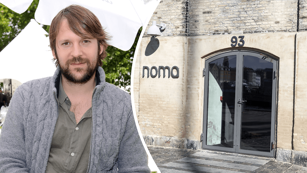 René Redzepi kuvattuna vuonna 2011. Oikeanpuoleisessa kuvassa Noman pääsisäänkäynti vuonna 2014.