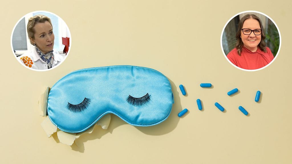 Vaikka melatoniini on ensisijaisesti tarkoitettu aikaerorasituksen hoitoon, käyttää sitä moni esimerkiksi nukahtamis- tai univaikeuksiin, kertovat unilääkäri Maija Ylivuori (vasemmalla) ja proviisori Jenni Sainio.