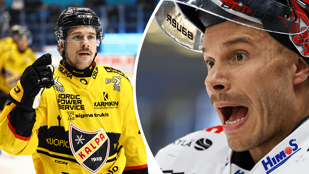 Oskari Setänen (oikealla) hyppää maaliin.