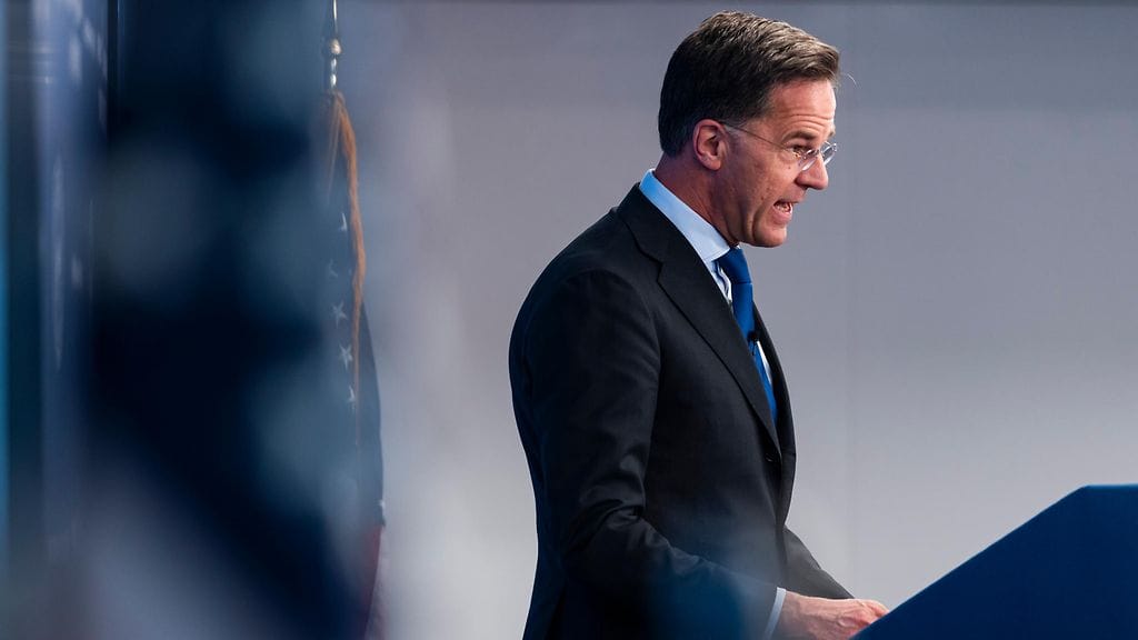 Mark Rutte pitää keskiviikkona alkuillasta lehdistötilaisuuden Berliinissä. Kuvassa Rutte Washingtonissa 9. huhtikuuta.