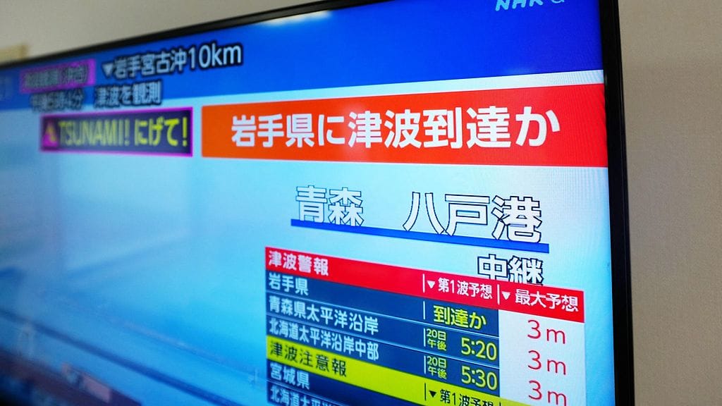 Japanin televisiossa varoitettiin tsunamista 20. huhtikuuta.