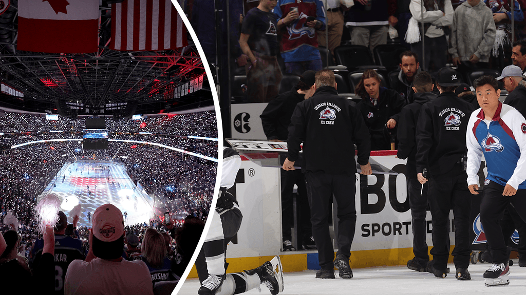 Colorado Avalanchen kotiareenan työntekijät joutuivat hommiin kesken NHL:n pudotuspeliottelun Los Angeles Kingsiä vastaan.