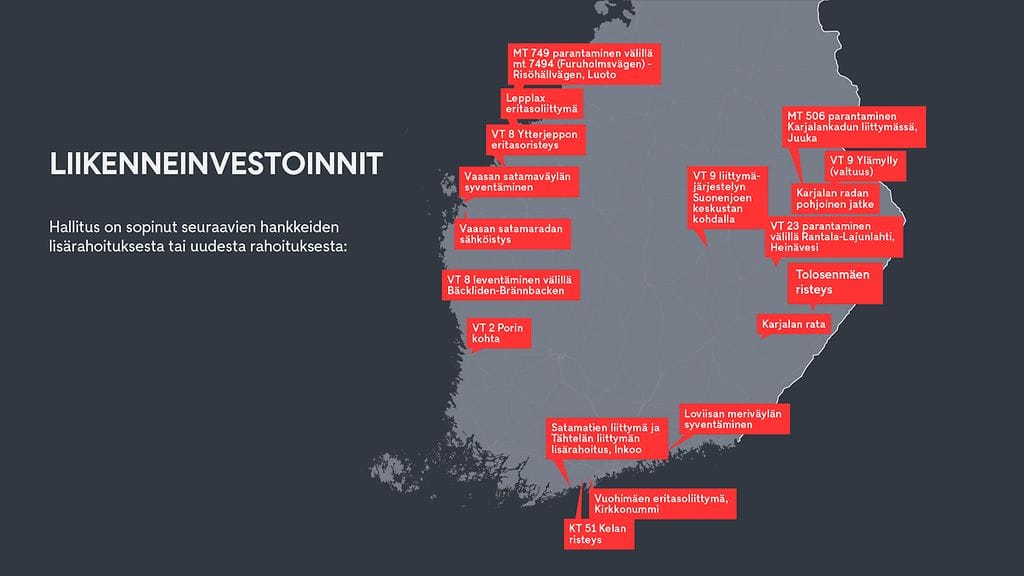 2304, liikenneinvestoinnit, kartta