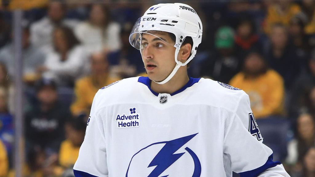 Niko Huuhtanen Tampa Bay Lightningin paidassa NHL:n harjoitusottelussa.