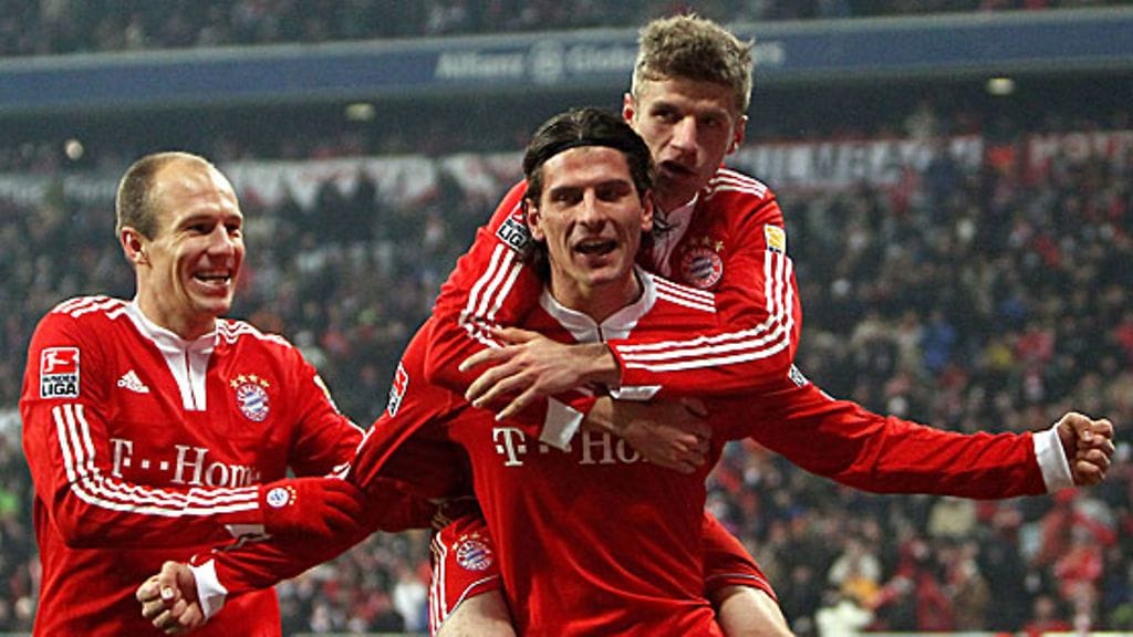 Arjen Robben, Mario Gomez ja Thomas Müller, kuva: Joern Pollex/Getty Images