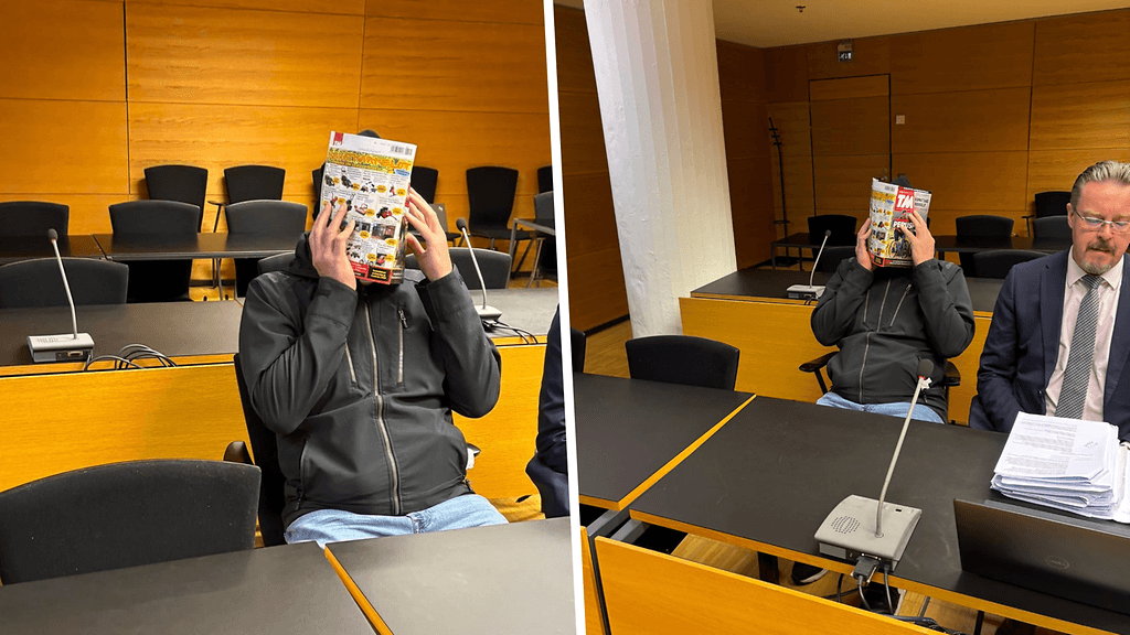 Raimo Tienhaara peitti kasvonsa käräjäoikeudessa visusti.