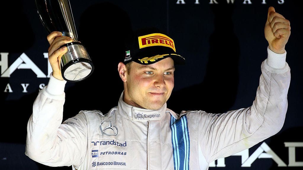 Valtteri Bottas ajoi podiumille Abu Dhabissa vuonna 2014.