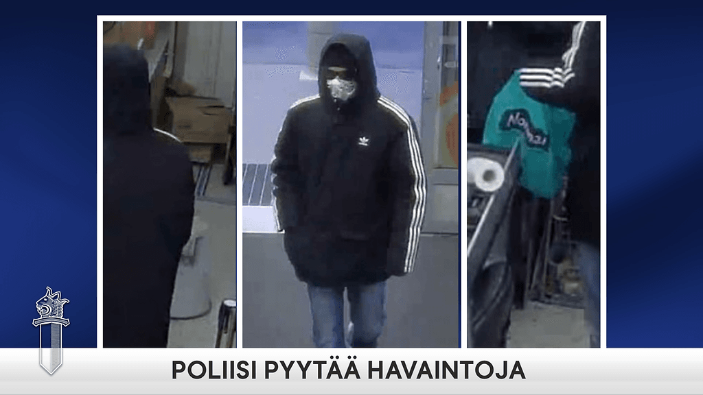 Poliisi julkaisi epäillystä kolme kuvaa.