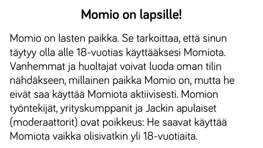 Näyttökuva sosiaalisen median sivustolta