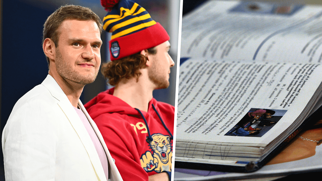 Aleksander Barkov palasi koulun penkille.