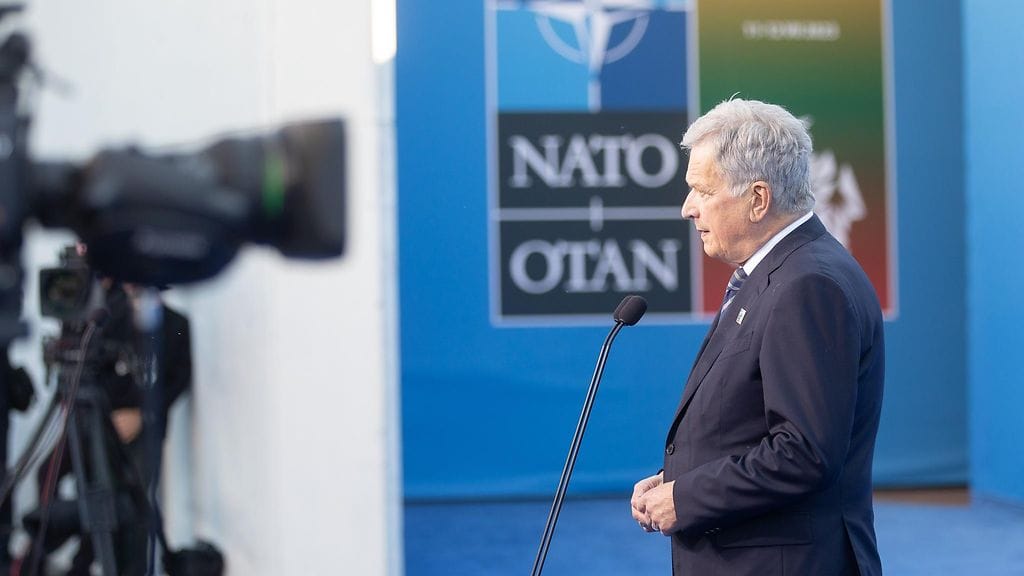 Presidentti Niinistö Naton huippukokouksessa Liettussa vuonna 2023.