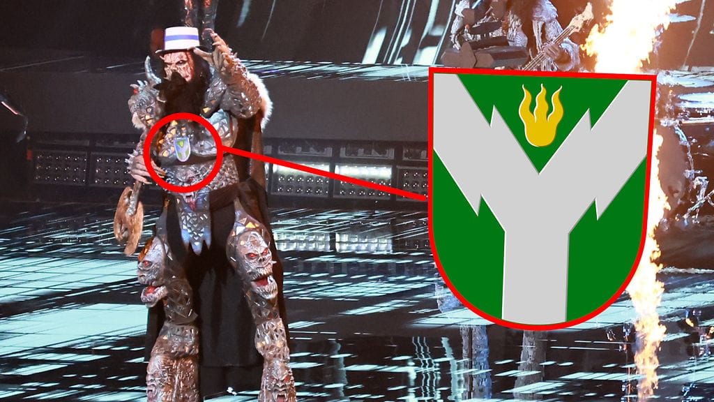 Lordin rinnuksissa komeili Rovaniemen vaakuna.