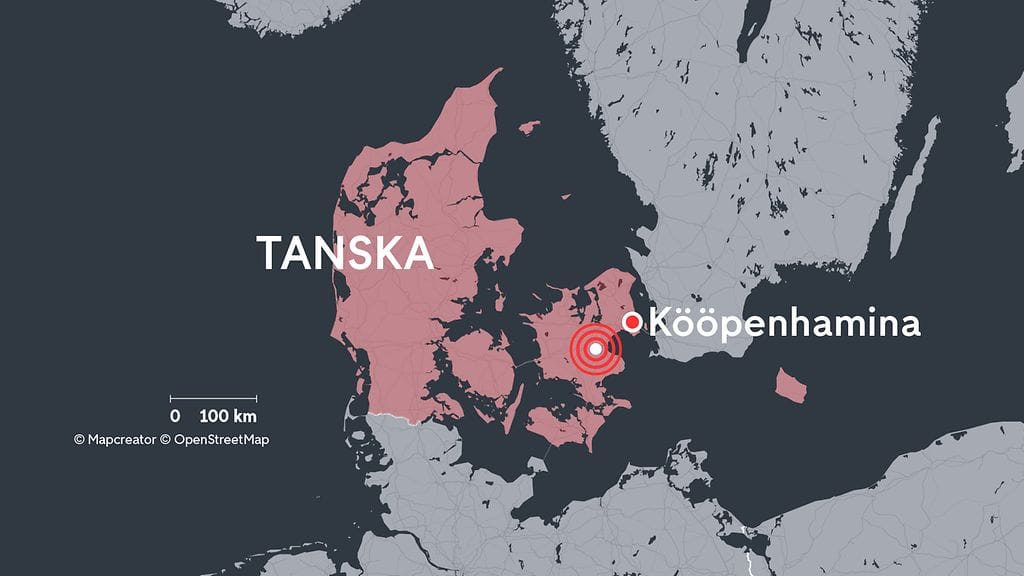 Maanjäristyksen keskus oli Själlannissa noin 40 kilometrin päässä Kööpenhaminasta.