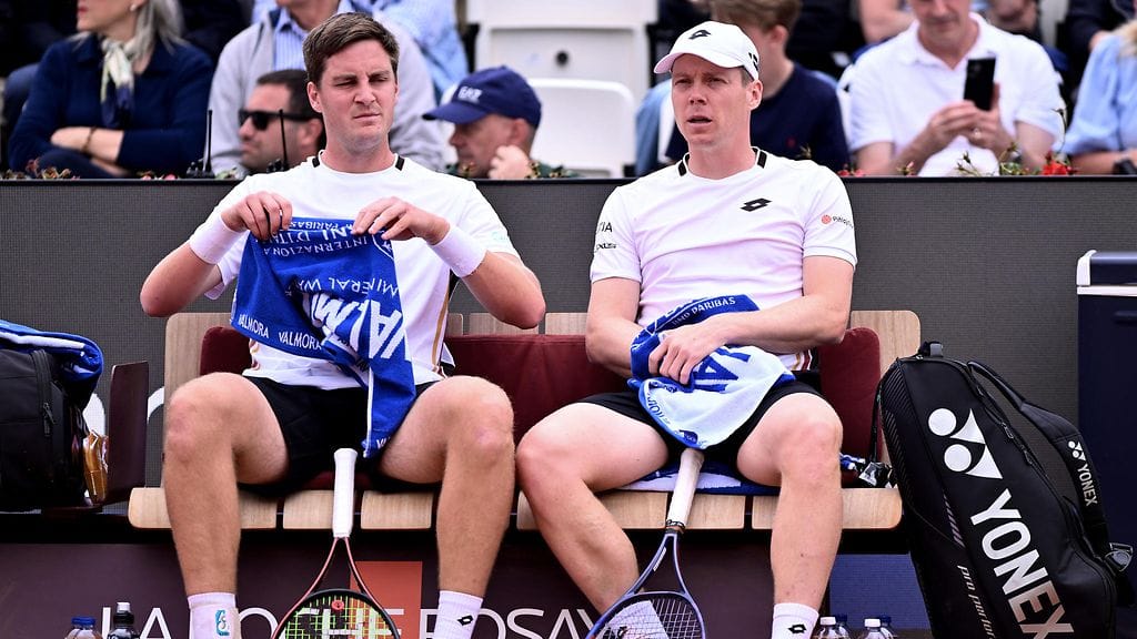 Henry Patten ja Harri Heliövaara Rooman ATP-kisassa toukokuun puolivälissä.