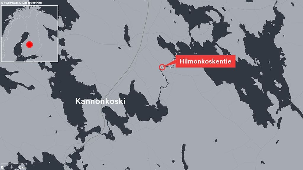 Hälytys annettiin Kannonkoskelle, Hilmonkoskentielle.