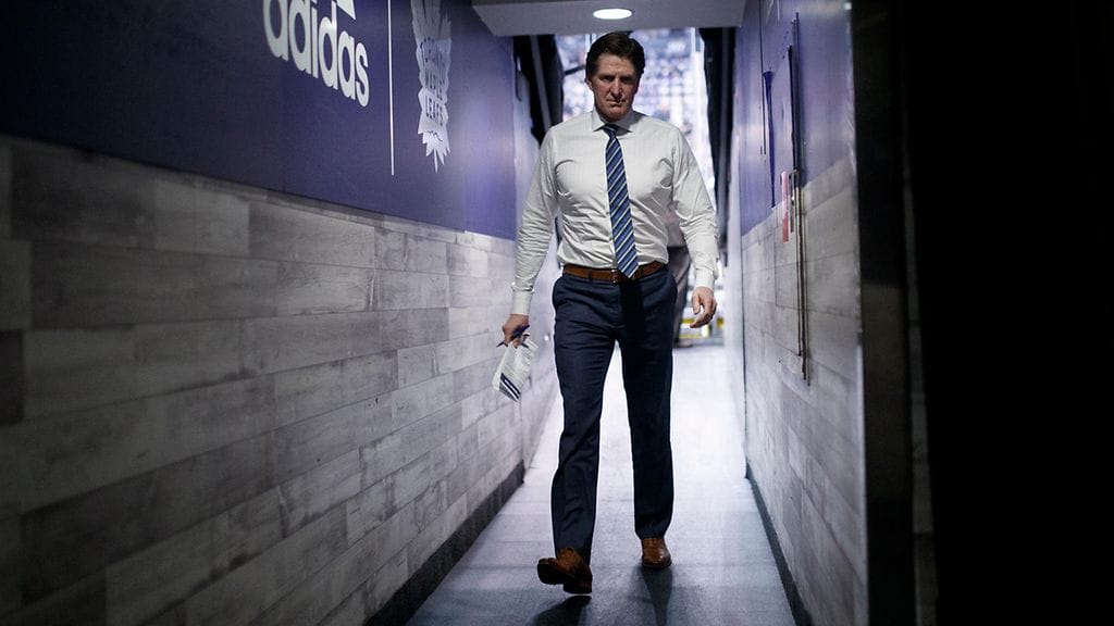 Mike Babcock on toiminut NHL:ssä aiemmin Anaheimin, Detroitin ja Toronton (kuvassa) päävalmentajana.