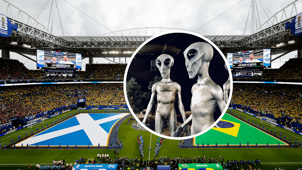 Kuvituskuva. Avaruusolentoja ei ilmaantunut Miamin Hard Rock Stadiumille Skotlannin ja Brasilian välisessä MM-kisaottelussa.
