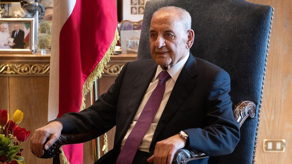 Libanonin parlamentin puhemies Nabih Berri kuvattuna helmikuussa 2026.