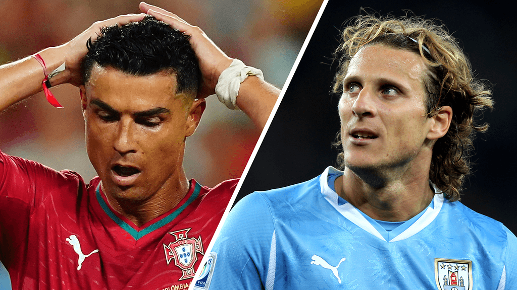 Cristiano Ronaldo ja Diego Forlan.