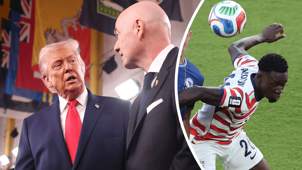 Donald Trump, Gianni Infantino ja Folarin Balogun.