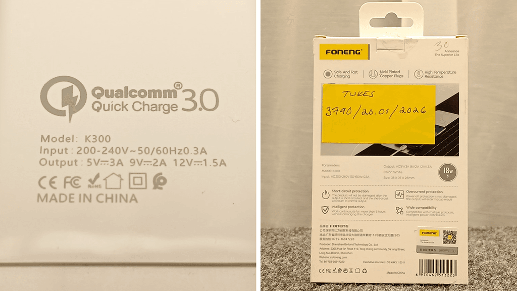Takaisinveto koskee USB-latauslaitetta Quick Charger K300. 2