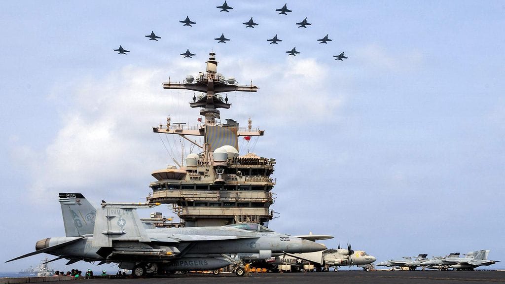 Yhdysvaltain merivoimien julkaisema kuva sotilastukialus USS George H.W. Bushin kannelta. Kuva on otettu 30. kesäkuuta 2026 Arabianmerellä.