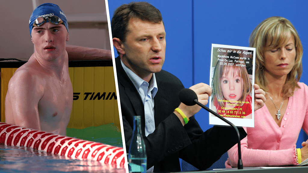 Sean McCann (vas.) tekee uraa uimarina. Hänen vanhempansa Gerry ja Kate kertoivat Madeleine McCannin katoamisesta kesällä 2007.