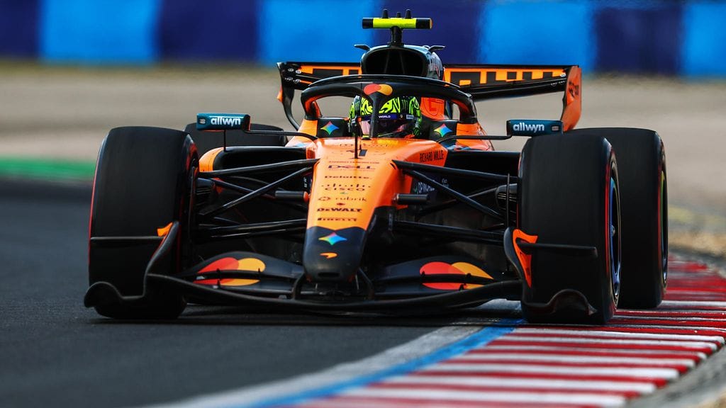 Lando Norris lähtee Unkarissa paalulta.