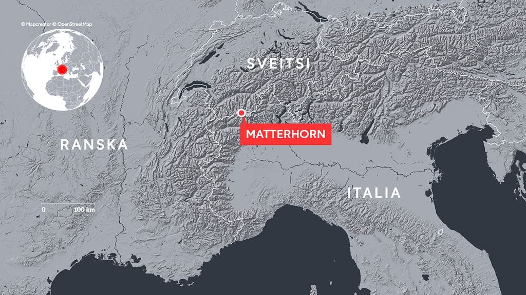 Matterhorn sijaitsee sekä Sveitsin että Italian puolella.