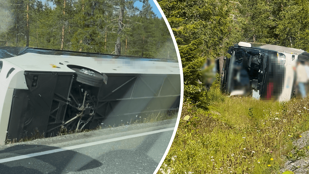 Turistibussi kaatui kyljelleen Norjassa, ja useita loukkaantui.