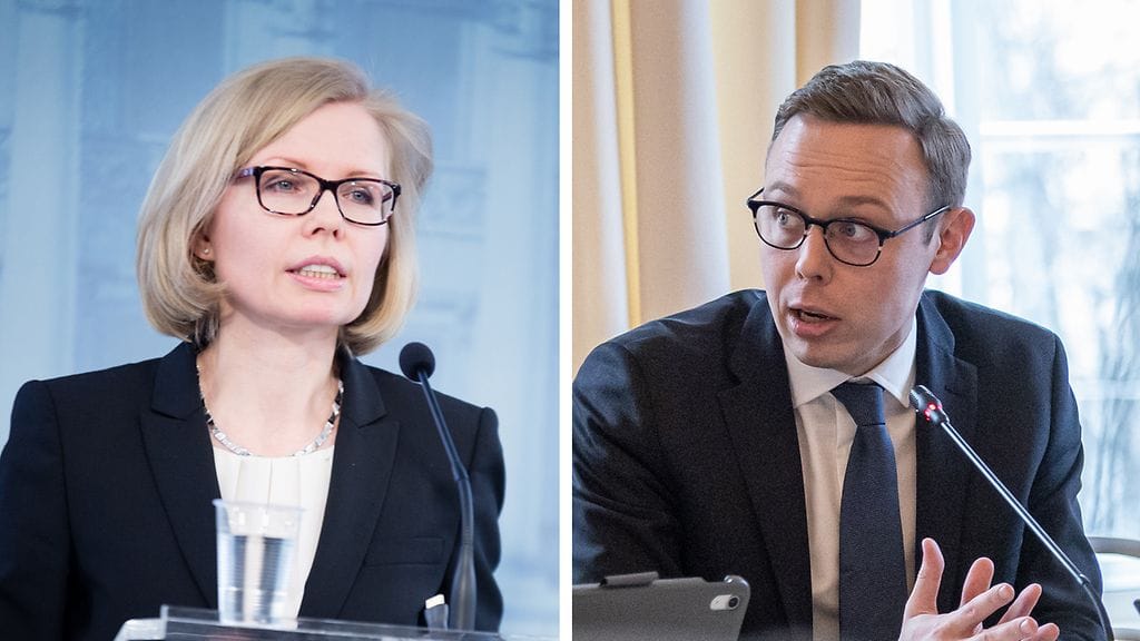 Ylijohtaja Terhi Järvikare ja ministeri Matias Marttinen ovat eri linjoilla siitä, voiko veronkiristyksiltä välttyä.