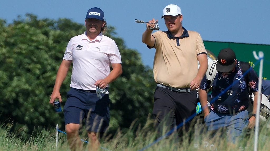 Oliver Lindell ja PGA-kiertueella pelaava Sami Välimäki harjoittelivat yhdessä Scottish Openin yhteydessä heinäkuun alussa.