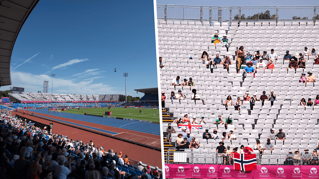 Alexander Stadiumin lehtereillä on ollut ensimmäisinä kisapäivinä runsaasti tilaa. Kisajärjestäjän mukaan lippuja on kuitenkin myyty odotettua enemmän.