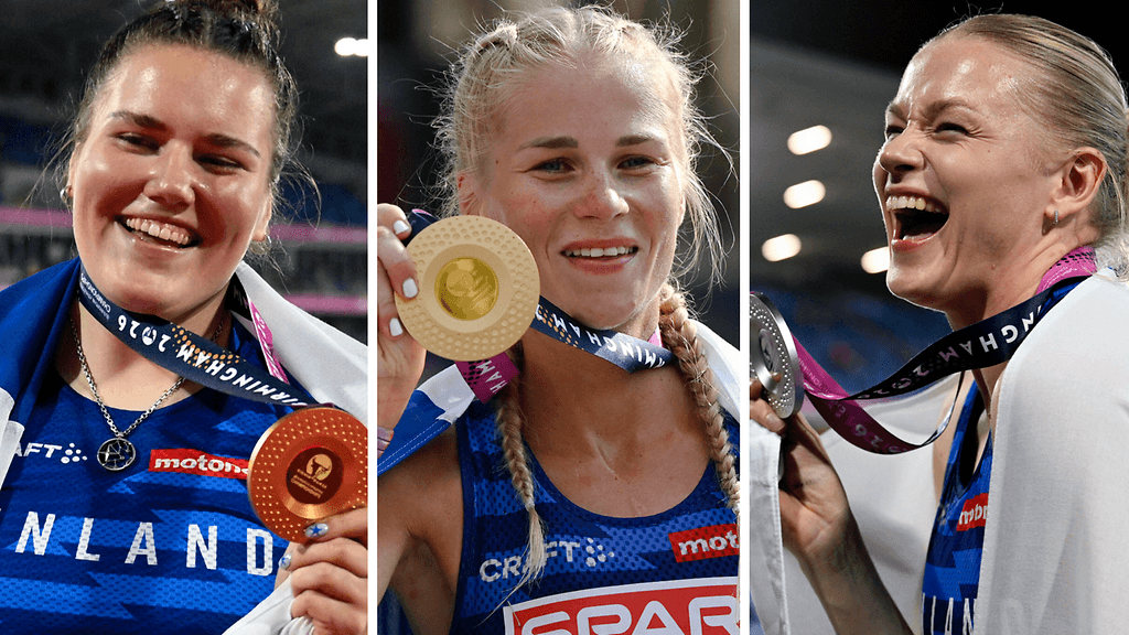 Silja Kosonen, Alisa Vainio ja Wilma Heltelä saavat SUL:lta EM-mitalibonukset.