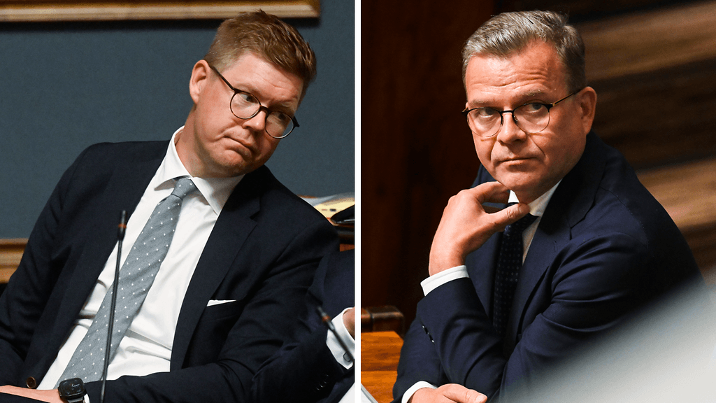 SDP:n Antti Lindtman ja kokoomuksen Petteri Orpo eduskunnassa heinäkuussa 2026.