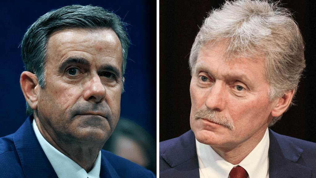 Oikealla CIA:n tiedustelujohtaja John Ratcliffe, vasemmalla Kremlin edustaja Dmitri Peskov.