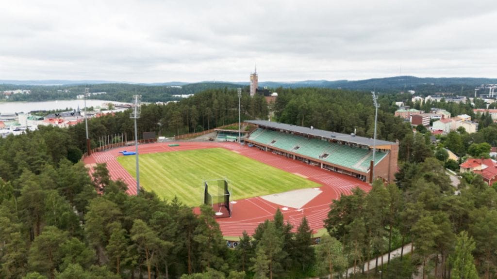 Harjun stadion ilmasta kuvattuna.