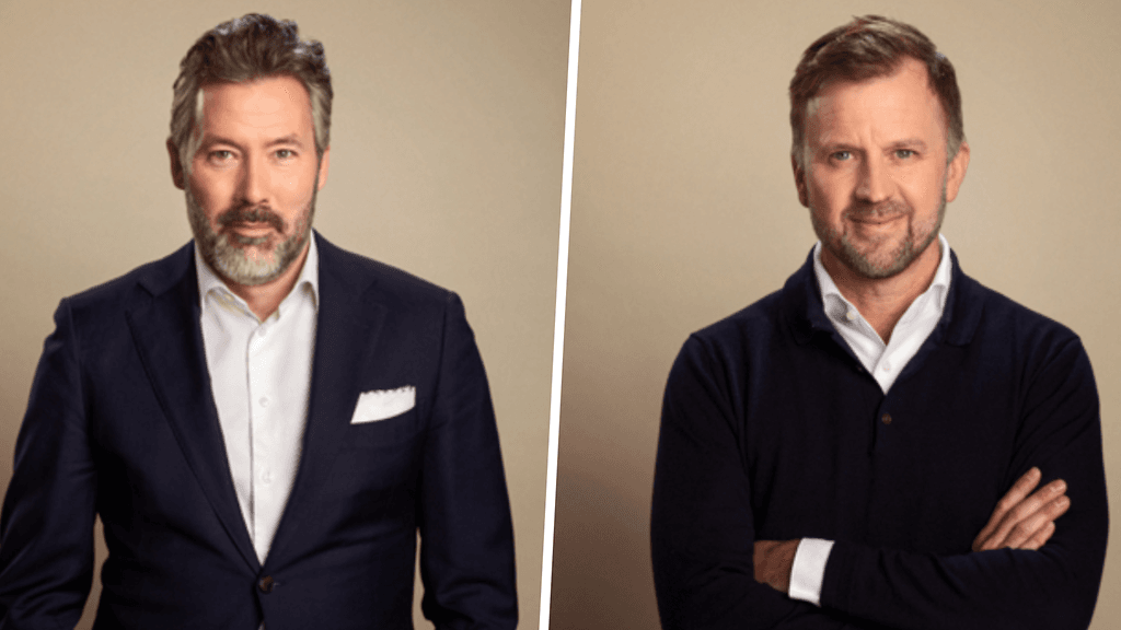 MTV:n hallituksen puheenjohtaja, TV4:n toimitusjohtaja ja Schibsted TV & Median johtaja Mathias Berg (oik.) toimii MTV:n väliaikaisena toimitusjohtajana 1.10.2026 alkaen.