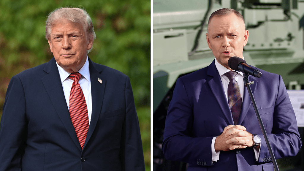 Vasemmalla Yhdysvaltain presidentti Donald Trump, oikealla Puolan presidentti Karol Nawrocki.
