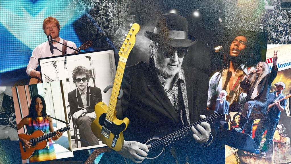 1809 Hector yhdistelmäkuva, Bob Dylan, Bob Marley, Patti Smith,, Ed Sheeran, Joan Baez