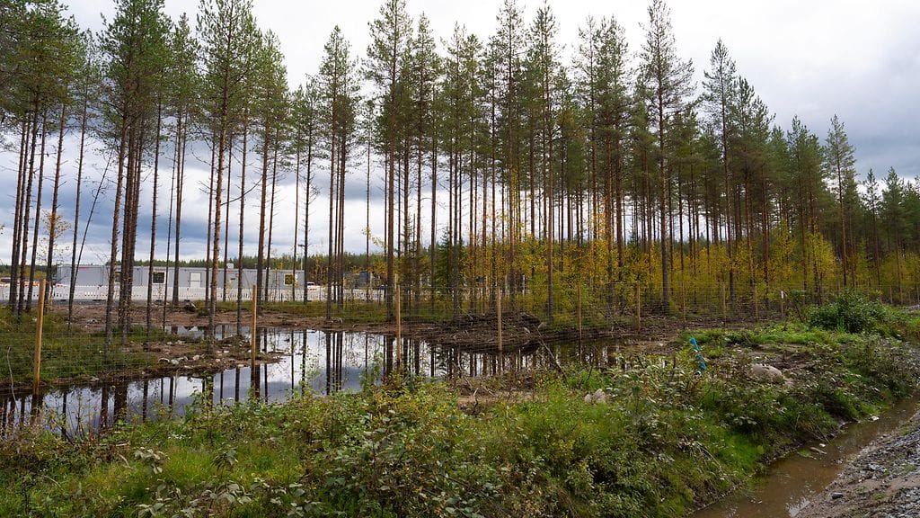 Muhoksen datakeskuksen rakennustyömaa Leppiniemellä Muhoksella 11. syyskuuta 2026.