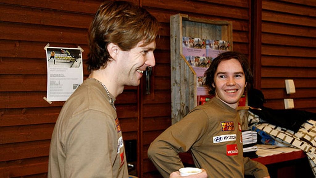 Janne Ahonen ja Harri Olli, kuva: Matti Björkman / Lehtikuva