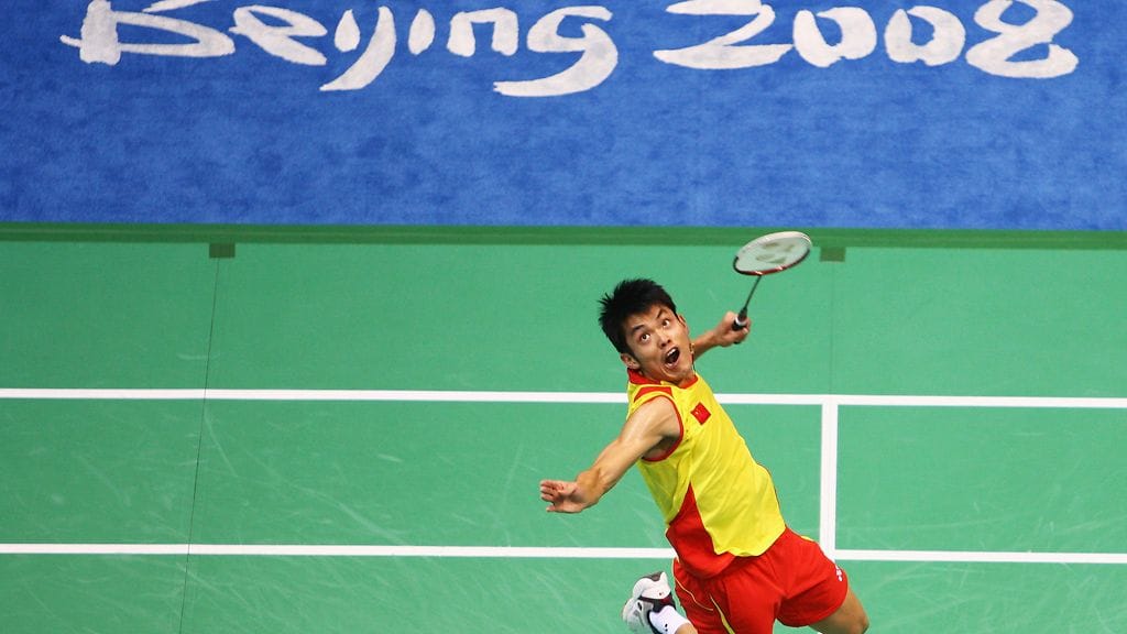 Sulkapallokultaa vei Lin Dan. Peking, 2008.