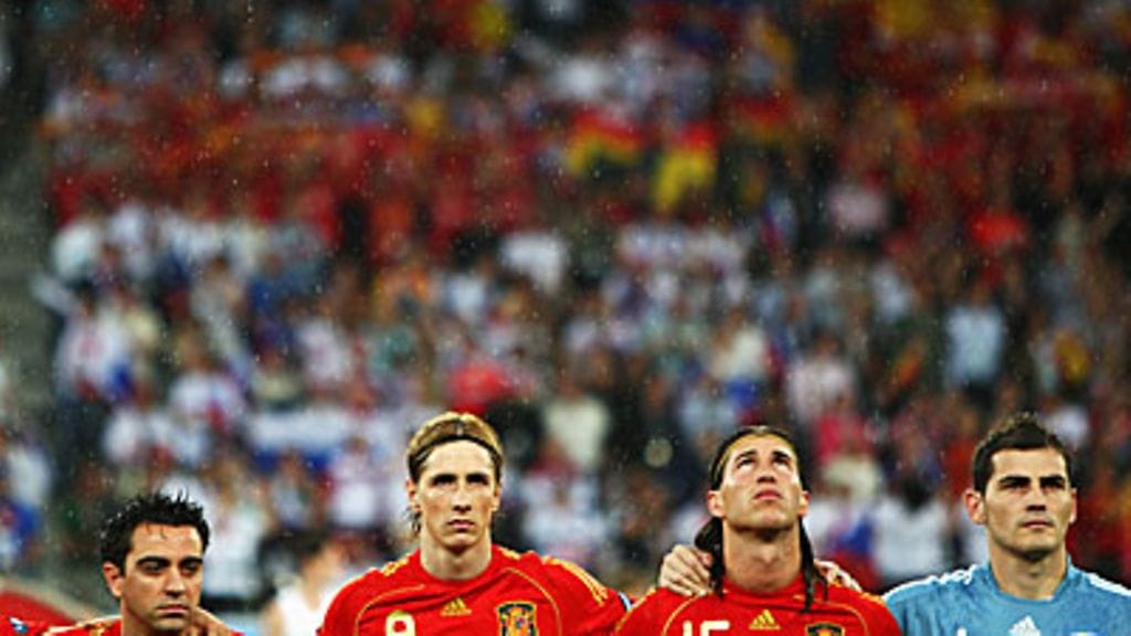 Xavi, Fernando Torres, Sergio Ramos ja Iker Casillas, kuva: Clive Brunskill/Getty Images