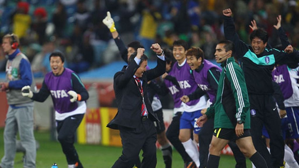 Etelä-Korea juhlii jatkopaikkaa, kuva: Lars Baron/Getty Images