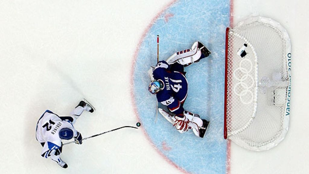 Olli Jokinen ja Jaroslav Halak (Kuva: Bruce Bennett/Getty Images)