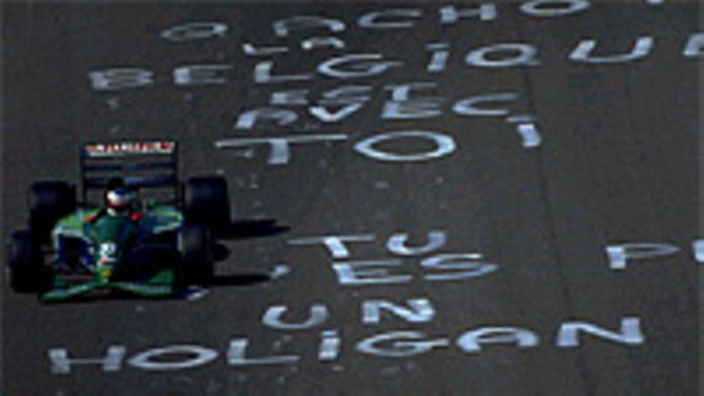 Michael Schumacher Belgian GP:ssä 1991, Photo: Pascal Rondeau/Allsport